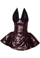Laldris Halter Sequin Corset A Line Dress In Burgundy