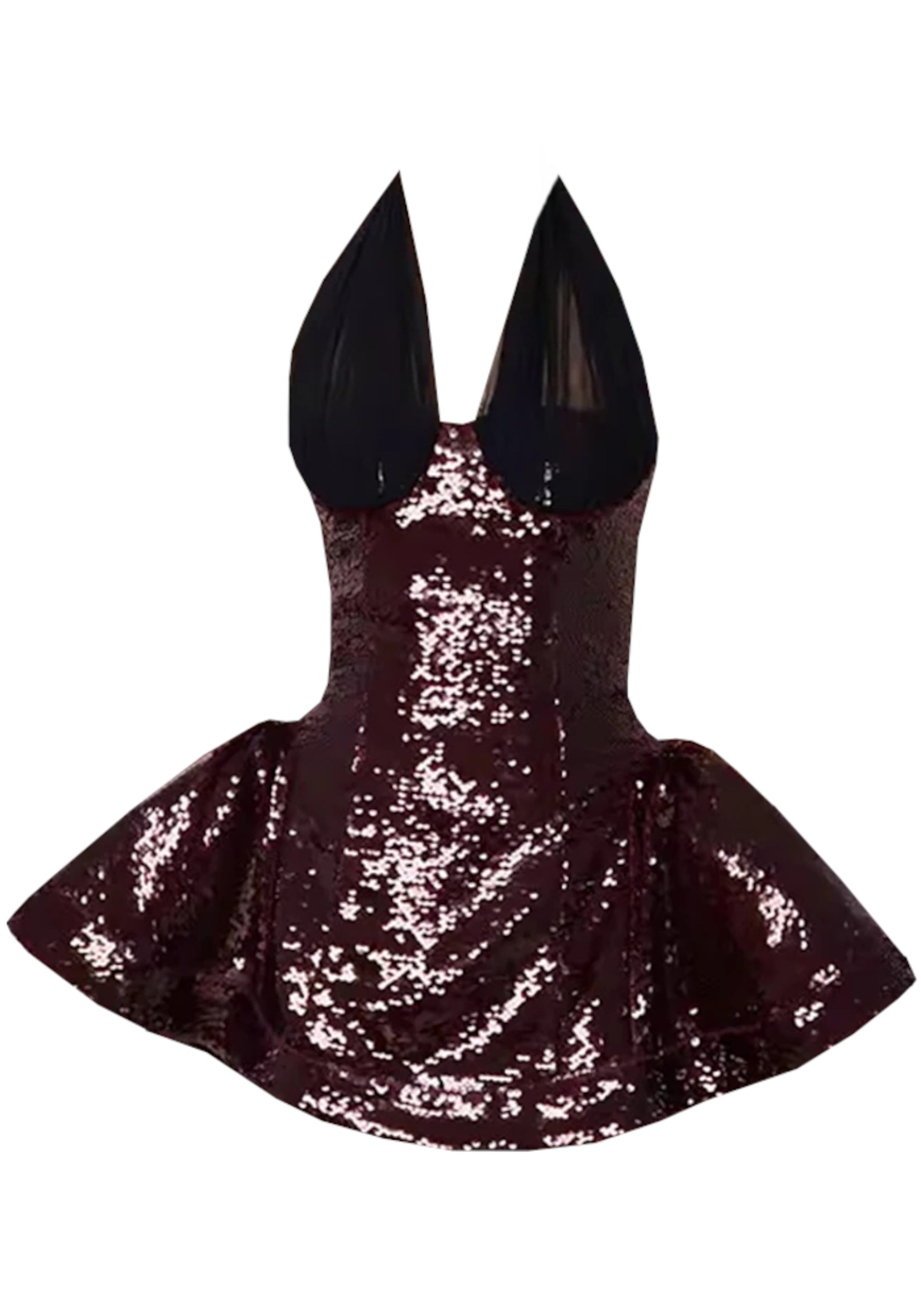 Laldris Halter Sequin Corset A Line Dress In Burgundy