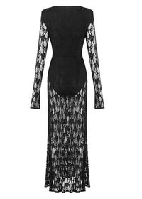 Fidelia Lace Long-Sleeved Maxi Dress In Black