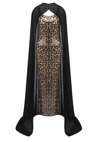 Vyron Cape Animal Print Maxi Dress