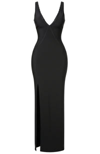 Raldrek Scalloped Lace Backless Maxi Dress In Black