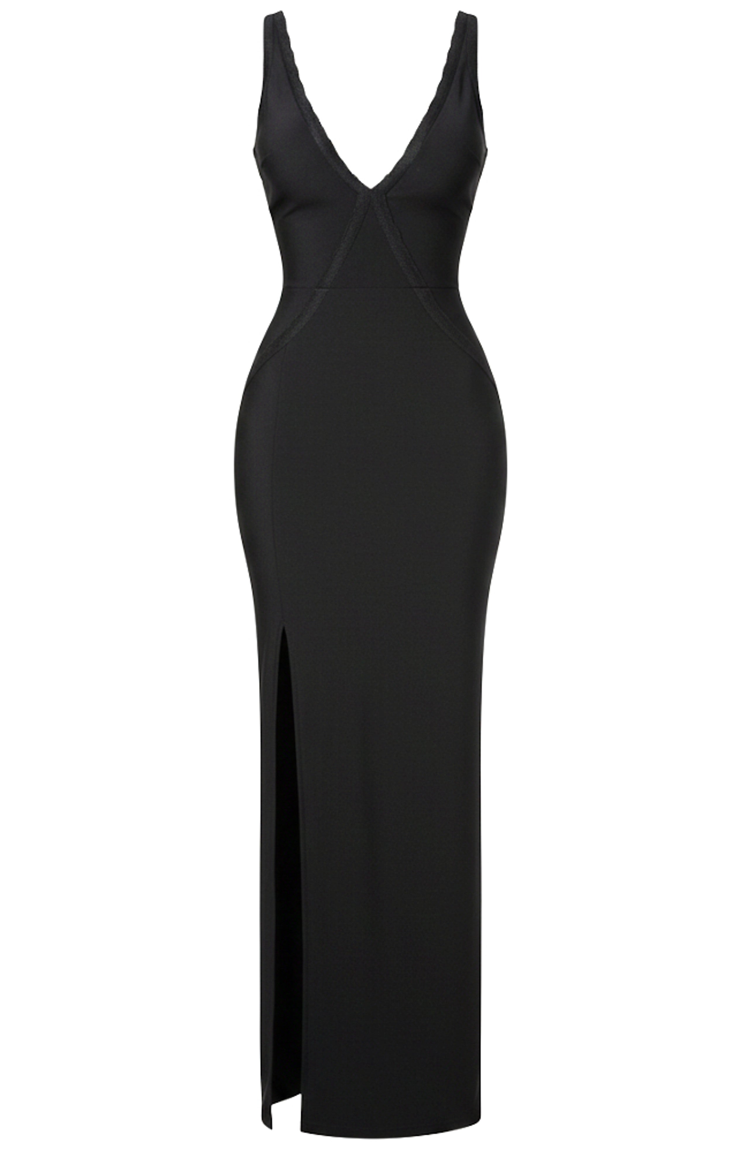 Raldrek Scalloped Lace Backless Maxi Dress In Black