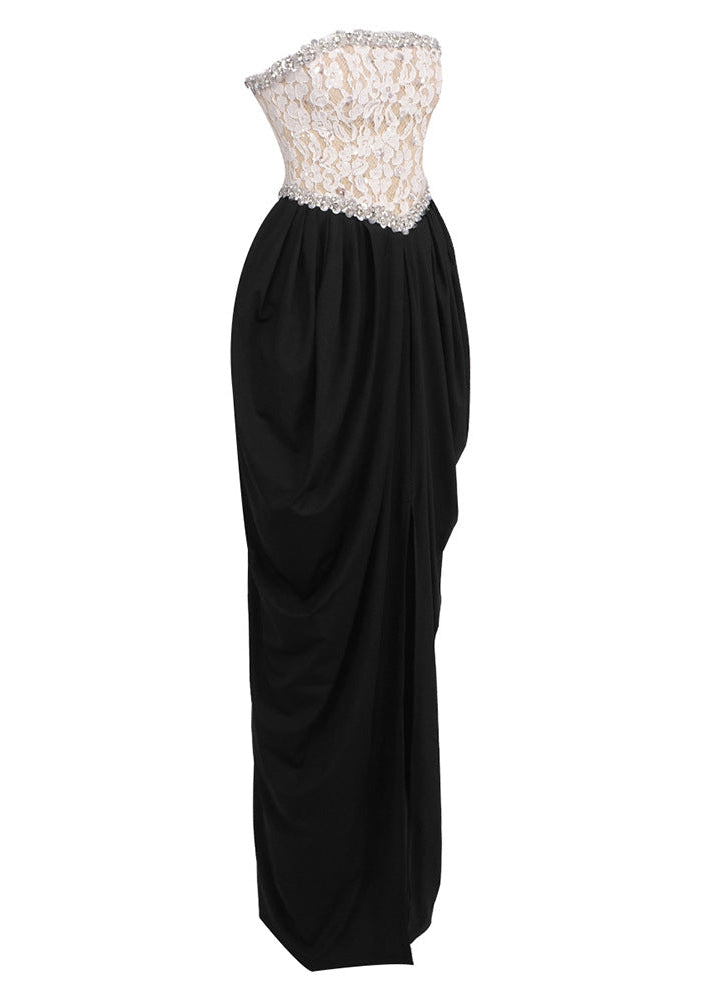 Finlay Lace Beaded Strapless Maxi Dress