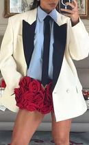 Tova 3D Flower Embellished Skirt In Red