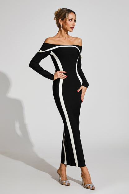 Cada Off Shoulder Bandage Maxi Dress In Black