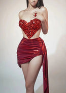 Kavexra Strapless Heart Ruched Skirt Set