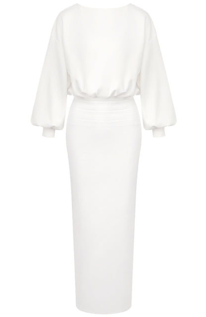 Ilyria Long Sleeve Maxi Dress In White