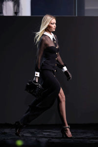 Rufus Mesh Buttoned Cardigan Maxi Dress