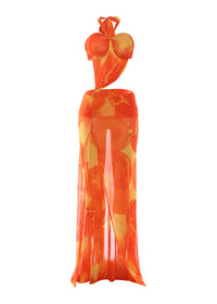 Chalsie Halterneck Printed Split Maxi Dress
