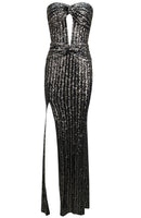 Ahmoua Strapless Sequin Maxi Dress In Titanium
