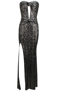 Ahmoua Strapless Sequin Maxi Dress In Titanium