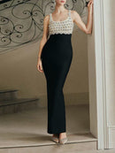 Isometry Floral Bustier Maxi Dress Black In Ivory
