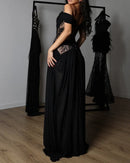 Koryden Off Shoulder Lace Split Maxi Dress
