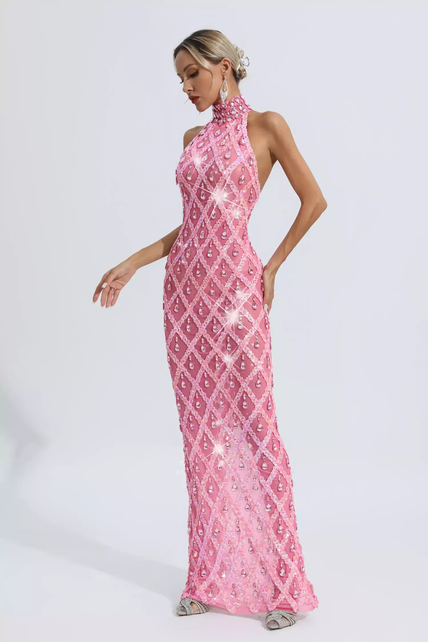 Cate Pink Diamond Maxi Dress