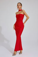 Karen Cutout Halter Backless Maxi Dress In Red
