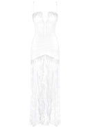 Jexara Lace Ruched Corset Maxi Dress In White