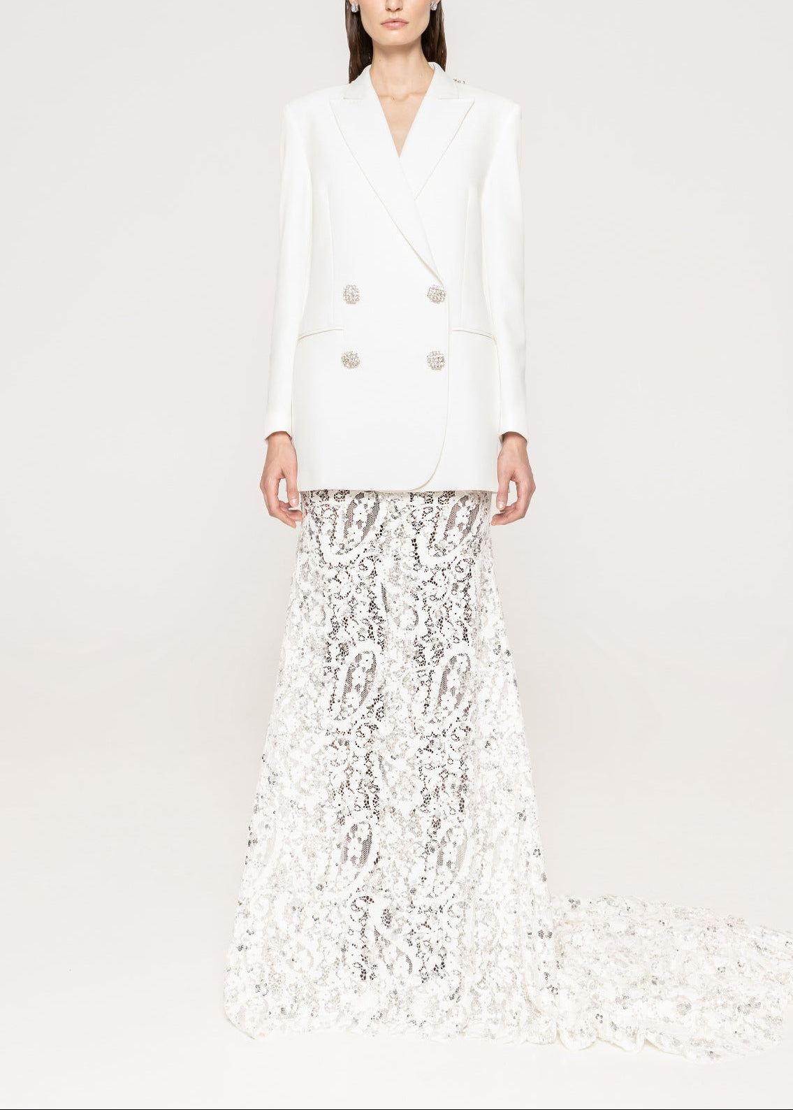 Nedelya Crystal-Embellished Backless Suit Blazer And Maxi Skirt Set