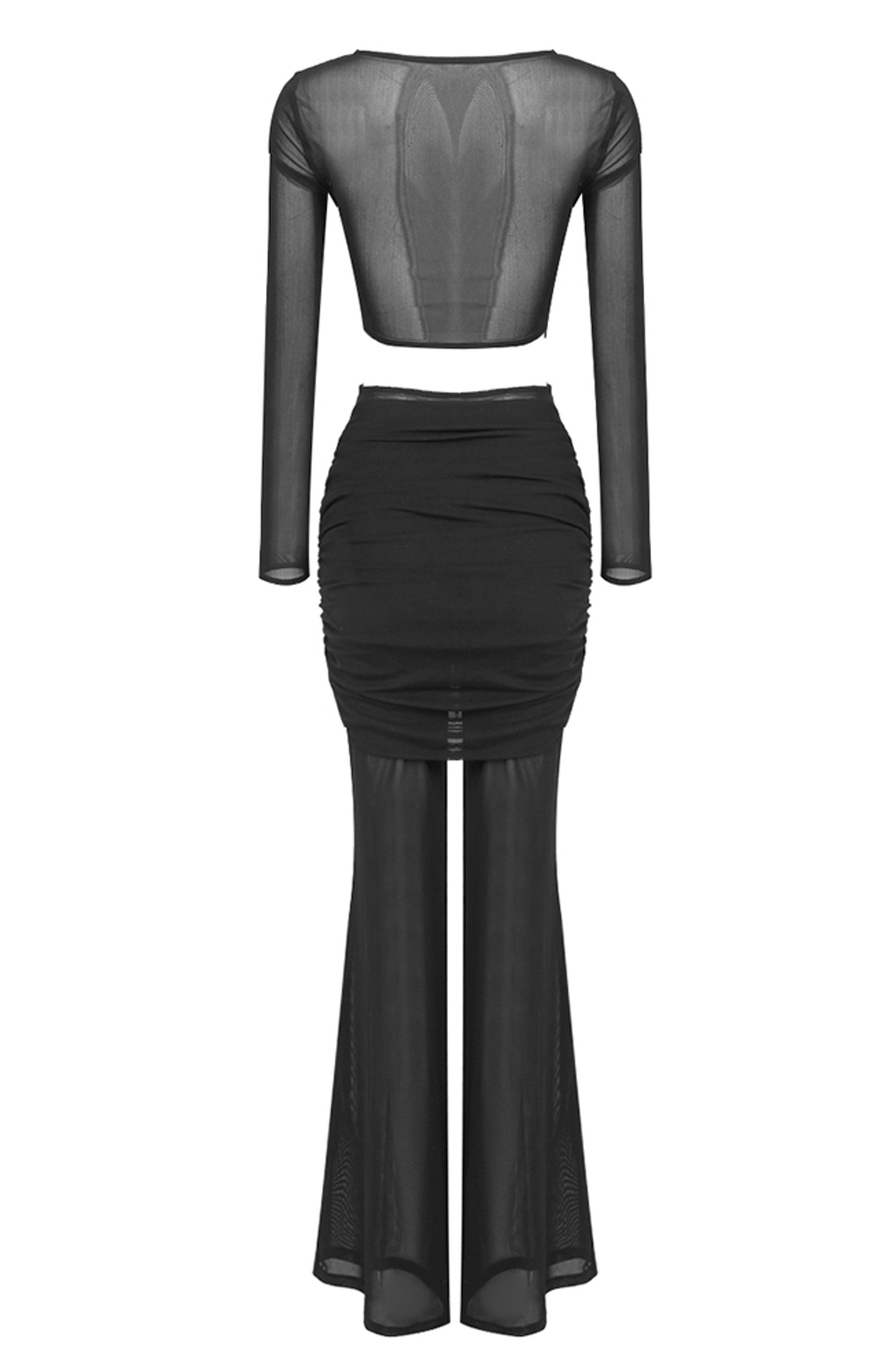 Monroe Long Sleeve Draped Two Piece Jumpsuit In Black