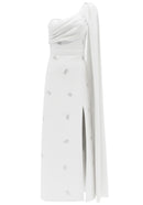 Vazvara One Shoulder Crystal Detail Maxi Dress In White