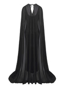 Vyron Cape Animal Print Maxi Dress