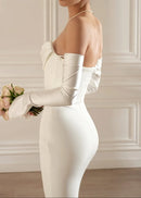 Radka Long Sleeve Strapless Draped Maxi Dress In White