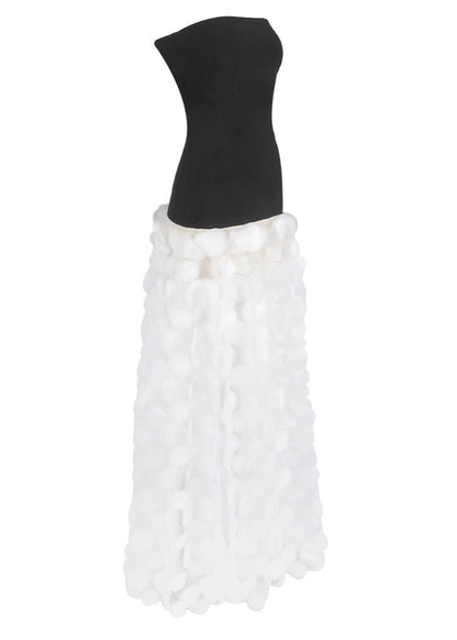Benicio Strapless A Line Maxi Dress In Black White