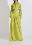 Vaelun Long Sleeve Ruched Skirt Set