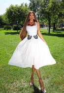 Uaelyvira Butterfly Detail A Line Midi Dress In White