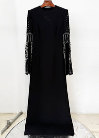 Zenitha Slit-Sleeve Bodycon Maxi Dress In Black