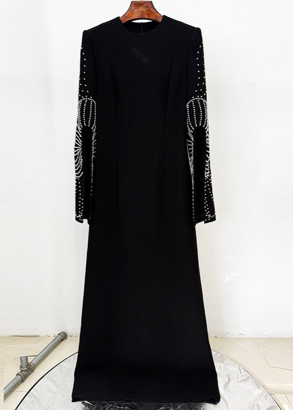 Zenitha Slit-Sleeve Bodycon Maxi Dress In Black