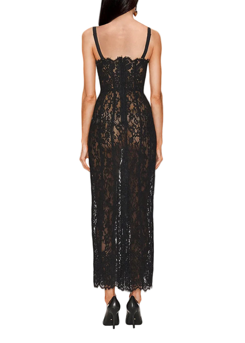 Nexory Strappy Lace Backless Maxi Dress
