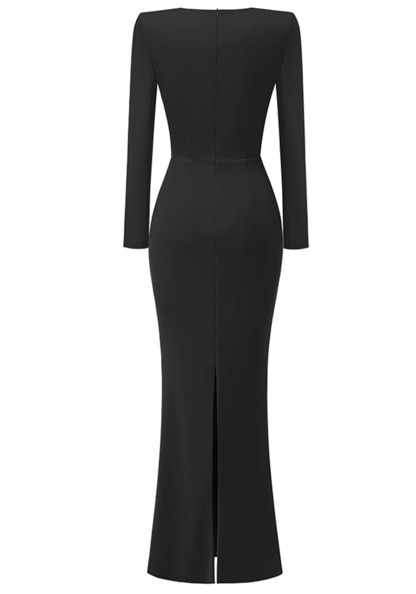 Ieuan Long Sleeve Draped Bustier Maxi Dress In Black