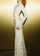 Brythis Long Sleeved Studded Maxi Dress In White