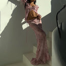 Nude Printed Chiffon Set