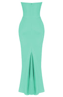 Hyrviel Strapless Corset Draped Maxi Dress In Green