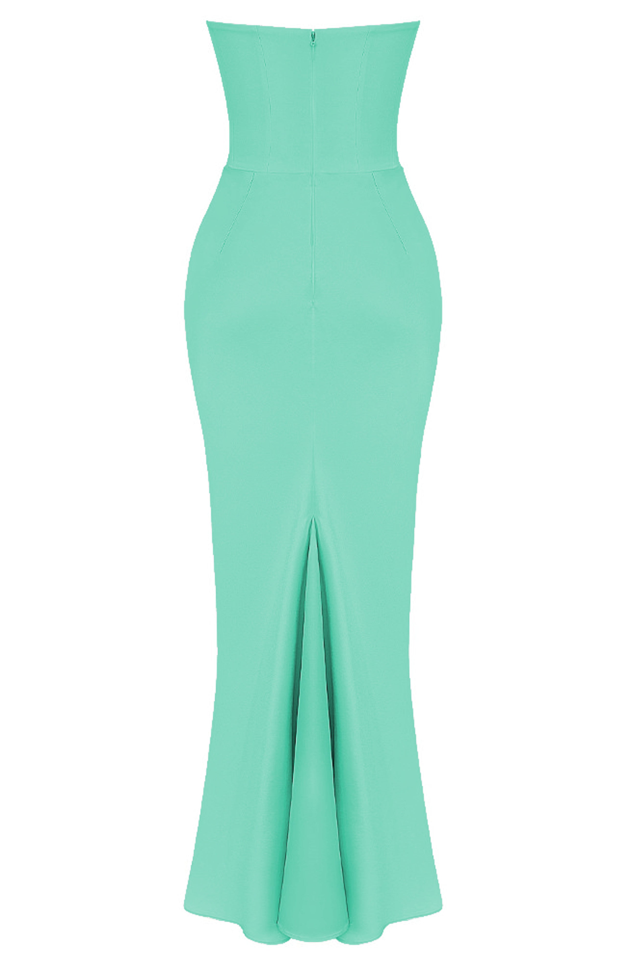 Hyrviel Strapless Corset Draped Maxi Dress In Green