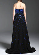 Jyrviel Strapless Embellished A Line Maxi Dress Black In Blue