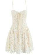 Lequoia Floral Crochet A Line Dress Ivory