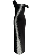 Avelira One Shoulder Bardot Crystal Maxi Dress In Black