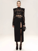 Aliona Long Sleeve Lace Midi Two Piece Dress