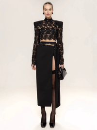 Aliona Long Sleeve Lace Midi Two Piece Dress