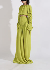 Vaelun Long Sleeve Ruched Skirt Set