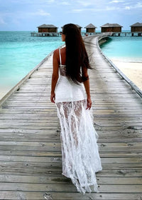 Jexara Lace Ruched Corset Maxi Dress In White