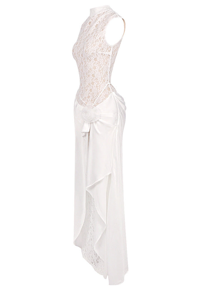 Velyxra Lace Floral Detail Maxi Dress In White