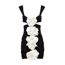 Aizen 3d Flower One Piece Swimsuit And Skirt In Black