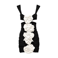 Aizen 3d Flower One Piece Swimsuit And Skirt In Black