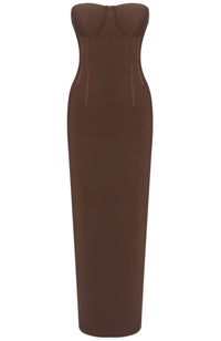Ottelien Strapless Bustier Maxi Dress In Brown