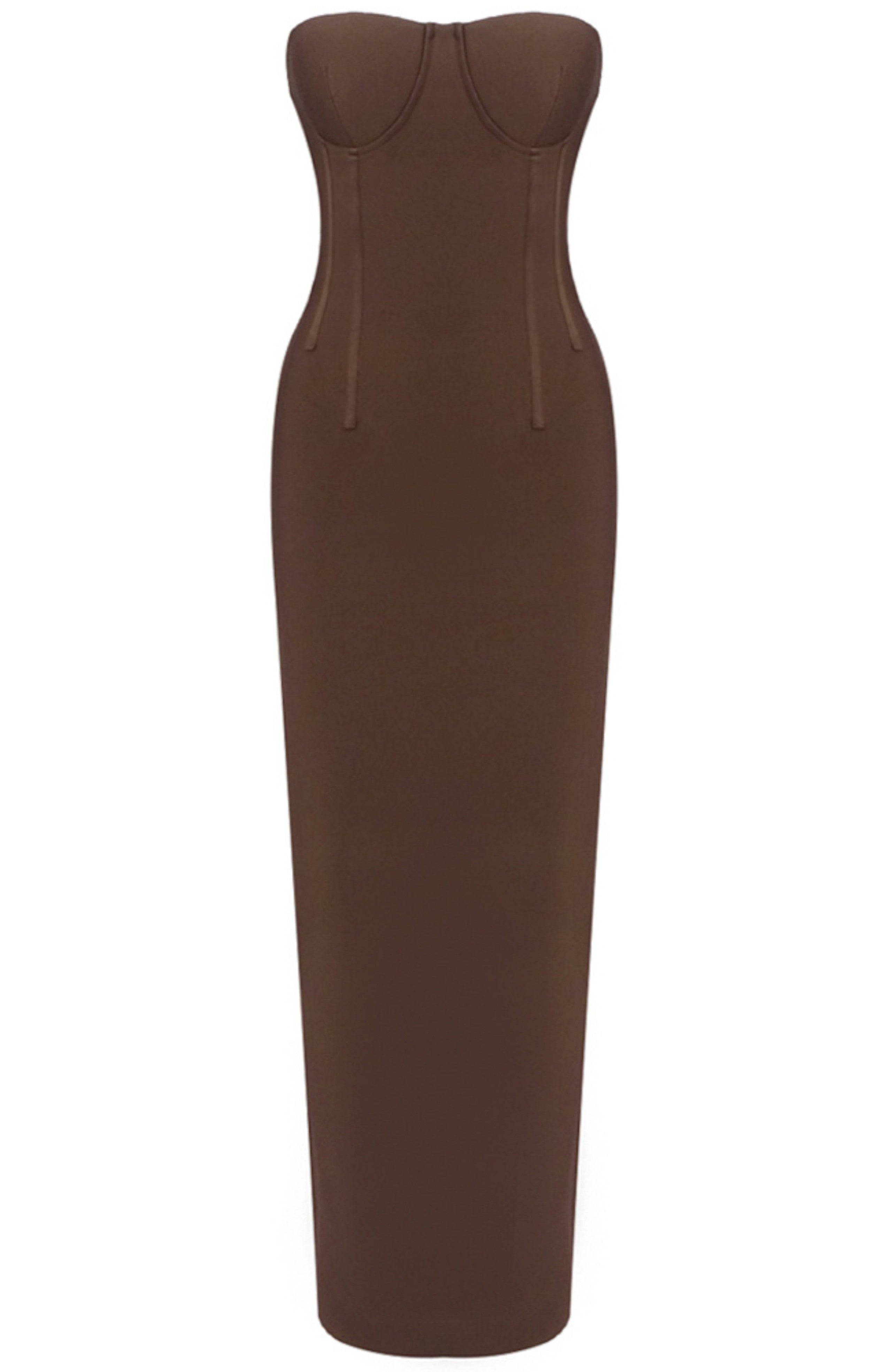 Ottelien Strapless Bustier Maxi Dress In Brown