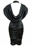 Glimar Draped Lace Insert Midi Midi Dress In Black