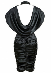 Glimar Draped Lace Insert Midi Midi Dress In Black